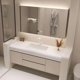 thumbnail image 3 of Light Luxury Bathroom Cabinet Simple White Rock Integrated Washbasin Nordic Home Bathroom Vanity Sink Cabinet Bathroom Furniture My Lux Decor Round, 3 of 13