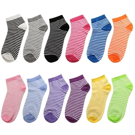 

12 Pairs Women Ankle Socks Assorted Colors