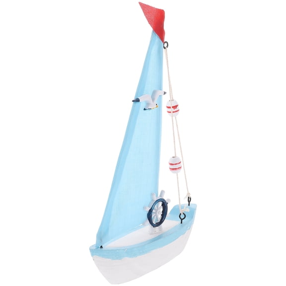 WORGEOUS Wooden Sailboat Model with Dish Tub - Decor for Coffee House, Office, and Home