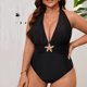 thumbnail image 4 of Traje de baño de 2 piezas para mujer, trajes de baño para mujer, bikini deportivo con aros y escote en V profundo para mujer, traje de baño de nailon para mujer, 4 of 9