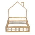 thumbnail image 6 of EUROCO Full Size Floor Bed, House Platform Bed with Guardrails, Natural, 6 of 14