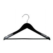 20417WBHU 17" High Gloss Black Wooden Suit Hangers with Bar (Pack of 25)