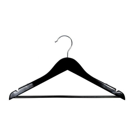 20417WBHU 17" High Gloss Black Wooden Suit Hangers with Bar (Pack of 25)