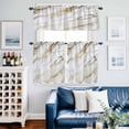 thumbnail image 2 of Modern White Gold Kitchen Curtains Sets for Windows 24 Inch Length, Abstract Marble Geometric Rod Pocket Window Treatments Tier Curtains and Valances Set for Bedroom/Bathroom, 2 of 8