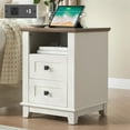 thumbnail image 4 of LUXOAK Nightstand Set of 2 with Charging Station, Farmhouse End Table, USB Ports, Antique White, 4 of 8