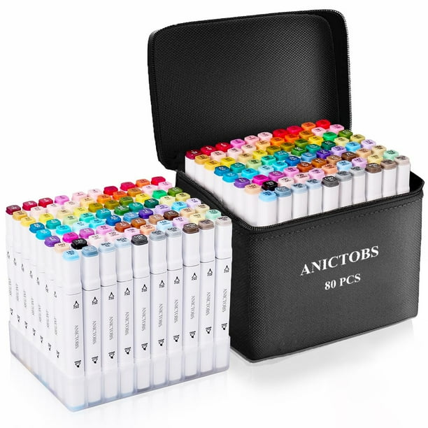 Marcadores de alcohol ANICTOBS de 80 colores con soporte de base