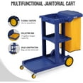 thumbnail image 4 of TUFFIOM Commercial Traditional Cleaning 3-Shelf Janitorial Cart, 500 Lbs Capacity Housekeeping Cart, Wheeled with Yellow VinylBag and Cover w Lid, Blue,, 4 of 9