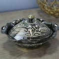thumbnail image 2 of Natural Geo Decorative Black/Gold Brass Pot Oval Bowl with Lid, 2 of 3
