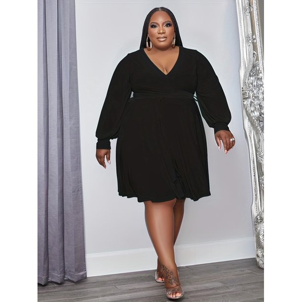 Plus size v sales neck dresses