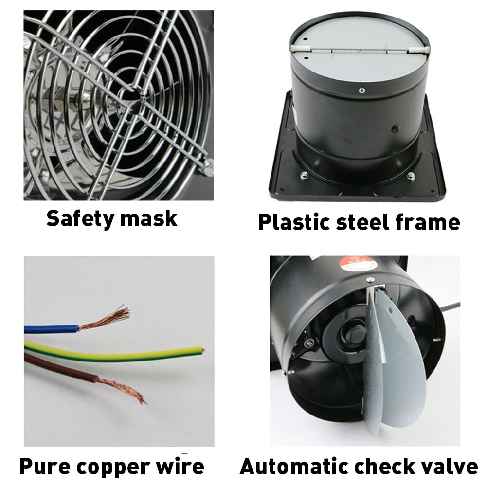 Stuffygreenus 6" Duct 650m³/h 40W 110V Metal Exhaust Ventilation Fan 50db, 2800rpm - Black