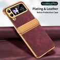 thumbnail image 5 of Compatible with Samsung Galaxy Z Flip 3 5G Luxury Case with Hinge Protection, Classical Plating PC with PU Leather Protective Anti-fingerprint Cover Phone Case for Samsung Z Flip 3, Rose, 5 of 7