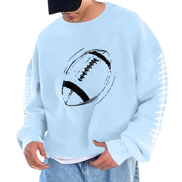 Sudadera sin capucha para hombre, cuello redondo, sudadera deportiva con estampado de fútbol, jersey de manga larga, blusa de poliéster para hombre