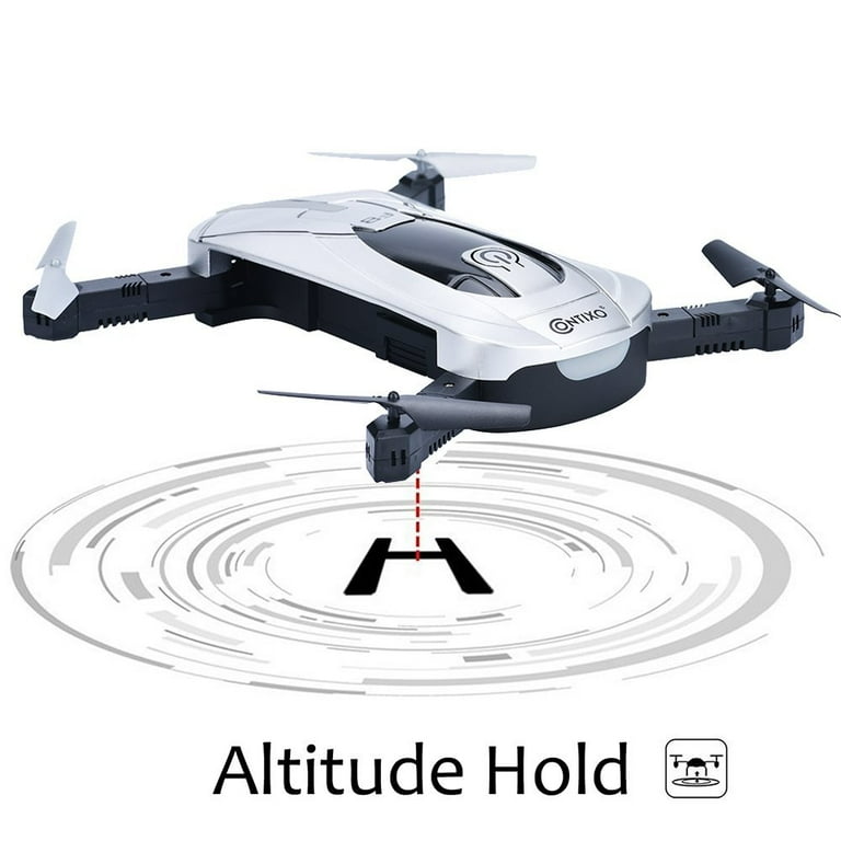 Contixo F8 Foldable Pocket Selfie Drone With Voice Controls Altitude Hold Wifi FPV Camera Path Control Silver