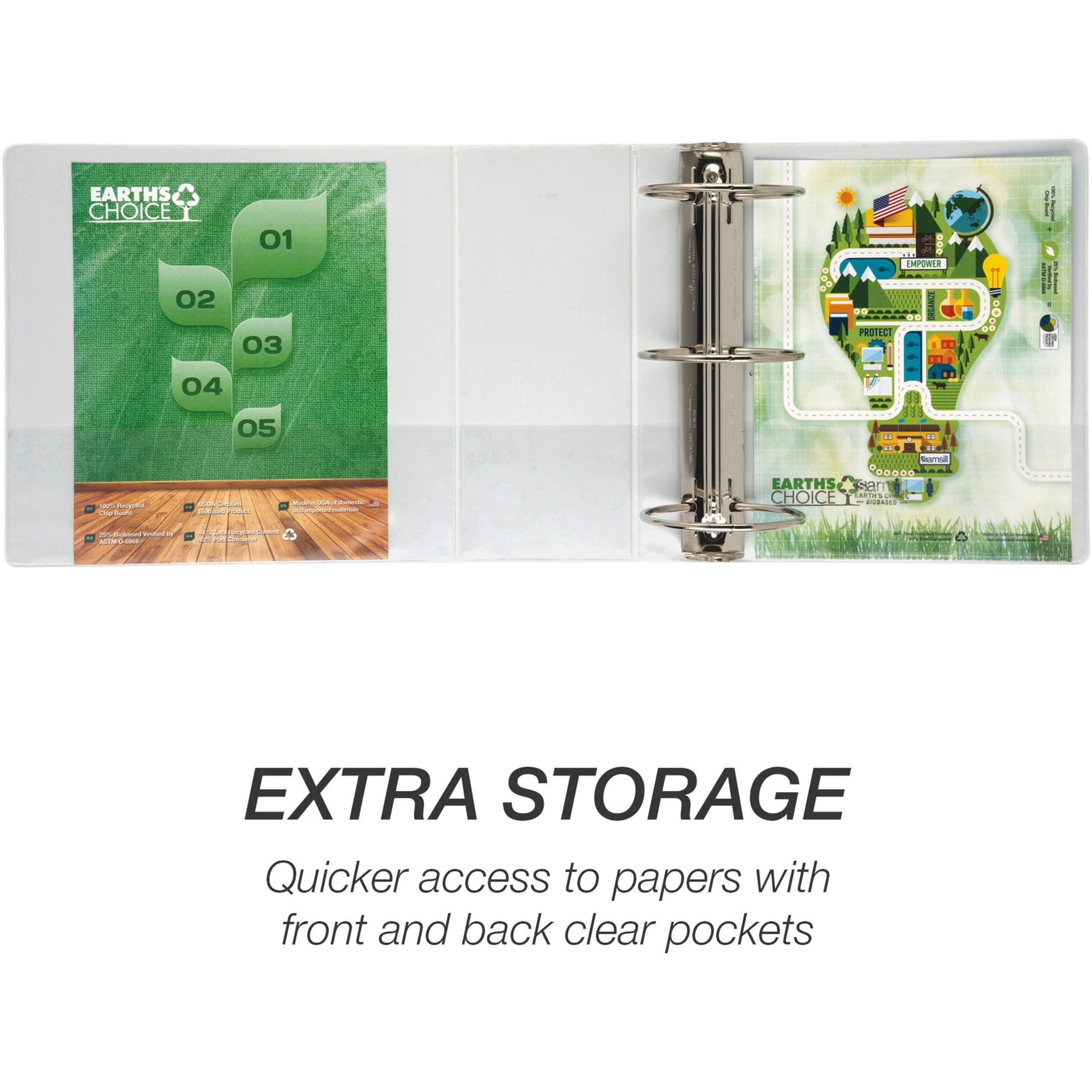 Samsill Earth's Choice 5" 3-Ring View Binders White (18907)