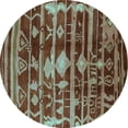 thumbnail image 1 of Ahgly Company Indoor Round Oriental Light Blue Industrial Area Rugs, 5' Round, 1 of 4