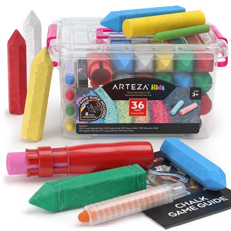 UPC: 0840098722503 | Arteza Kids Ultimate Sidewalk Chalk Set  Pink Box Handle – 37 Pack