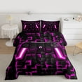thumbnail image 2 of Homewish Teens Colorful Gamepad Bedding Comforter Set,3D Plaid Grid Twin Comforter Sets,Purple Black Bedding Set For Boys Kids,Luxury Bedroom Decor Reversible,2pcs, 2 of 8