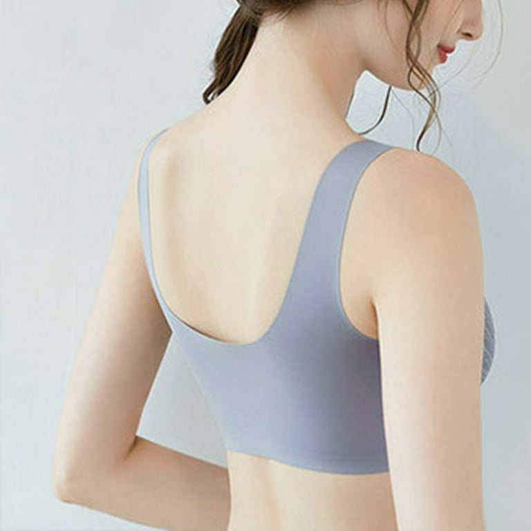 rygai Wire Free Bra Push Up Massage Cup Female Women No Underwire Bra for  Sleep,Grey+Blue,XL 