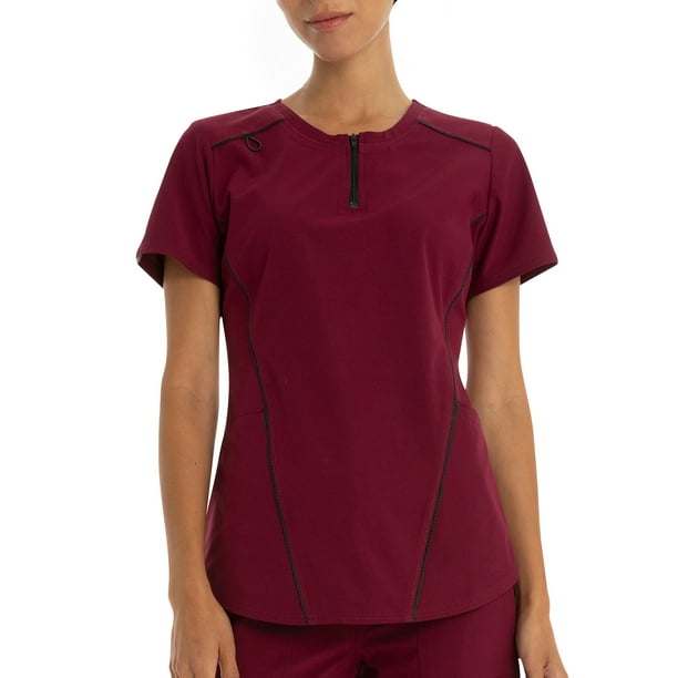 Scrubstar Women's Active Antimicrobial Quarter Zip Scrub Top WD608A