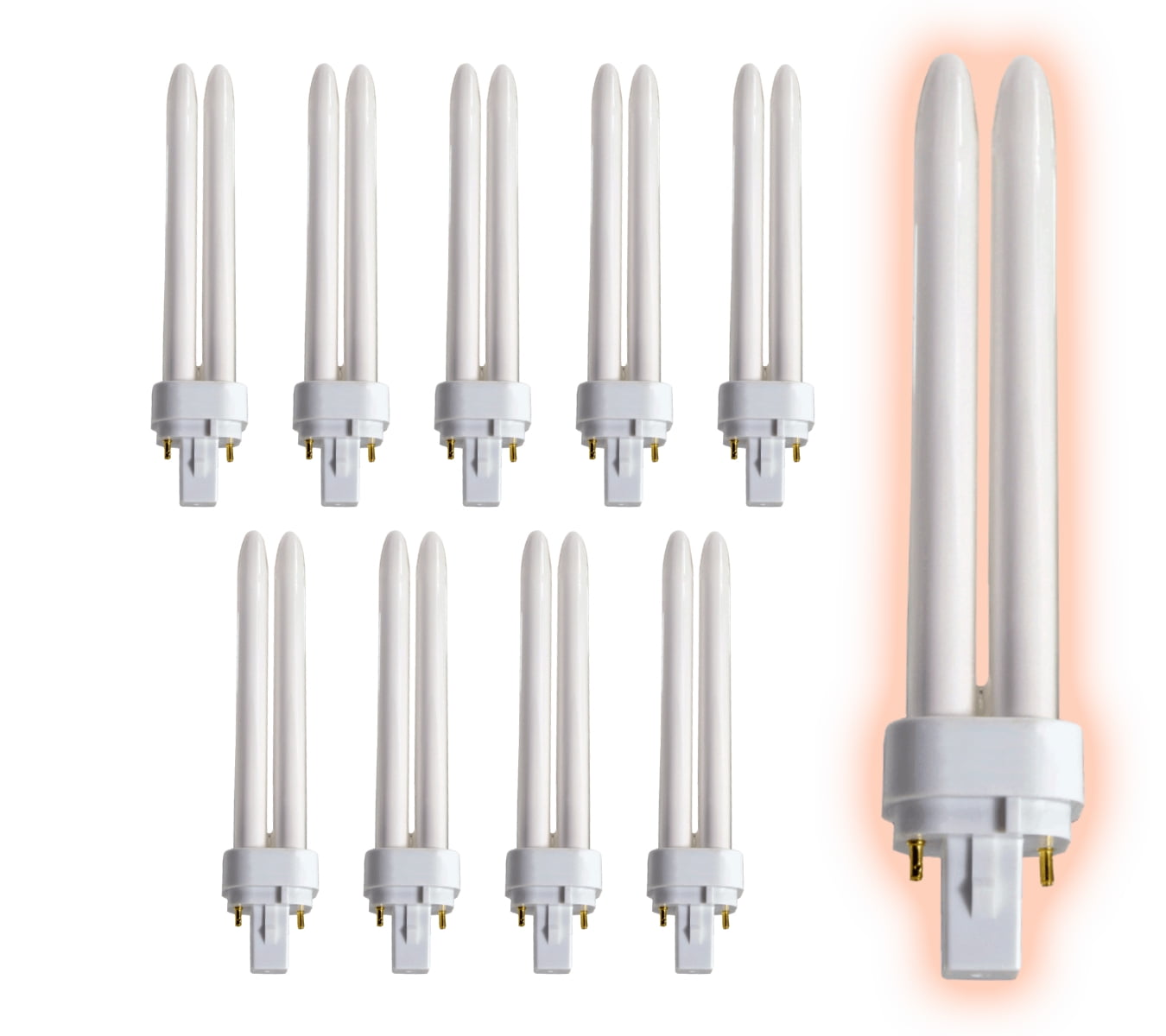 18W CFL light bulbs 2 pin low energy fluorescent lamps cool white BELL x 10