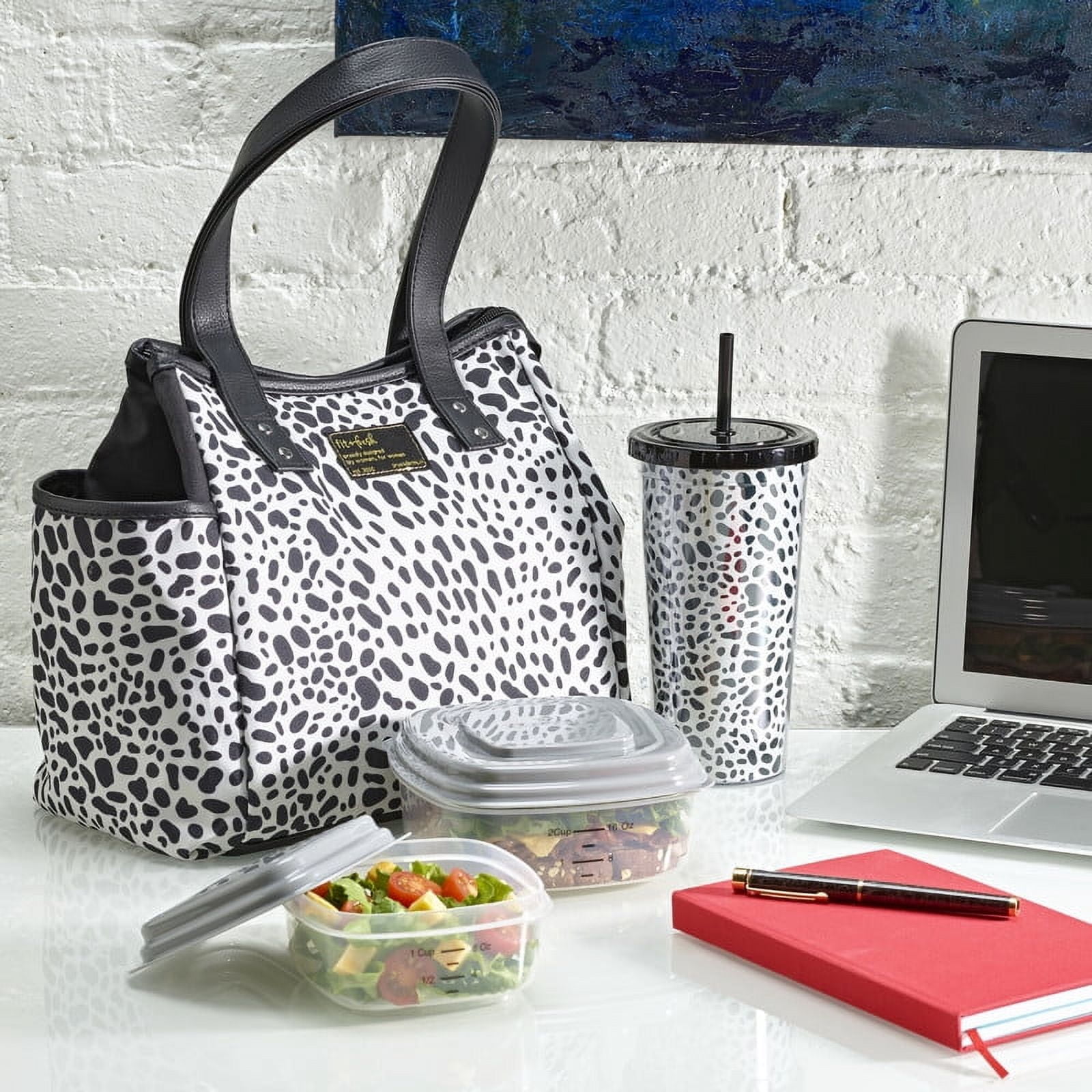 Westerly Lunch Bag Kit with 2 containers and Matching Tumbler - Luxe Cheetah