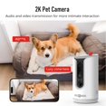thumbnail image 2 of PARIS RHÔNE - Cámara para mascotas de 2 K, 360° con dispensación de golosinas, control WiFi 5G de mascotas con aplicación de teléfono inteligente, detección de ladridos y alertas de movimiento, audio, 2 of 5