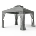 thumbnail image 3 of EAGLE PEAK 10 ft. x 10 ft. Outdoor Patio Gazebo Canopy Tent with Ventilated Double Roof and Mosquito Net,Gray, 3 of 9