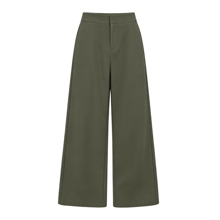 Leavingsuo Dress Pants for Women Plus Size Summer Casual High-End Straight-Leg Slim Business Suit Pants Army Green S, Women's, Size: Small