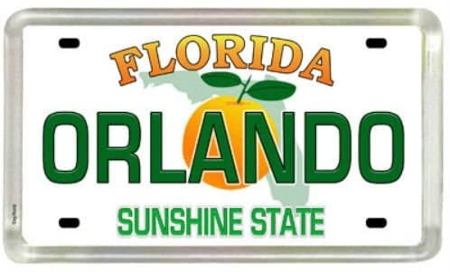 Orlando Florida License Plate Acrylic Small Fridge Souvenir Magnet 2" X 1.25" 