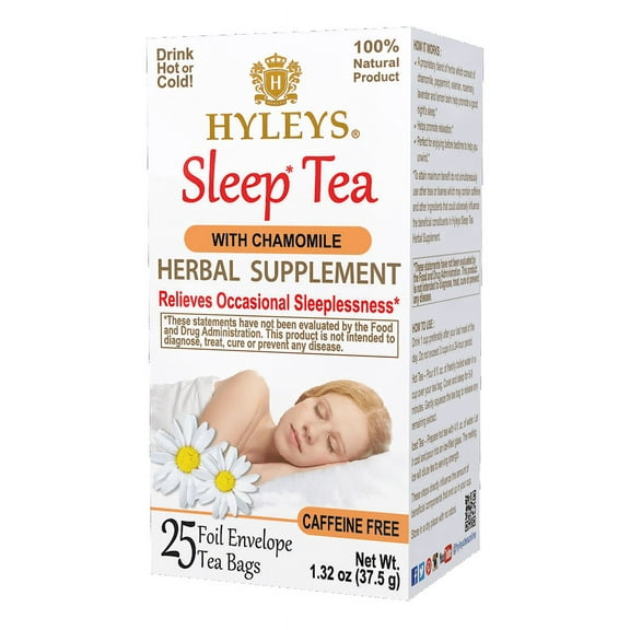 Hyleys Nighttime Valerian Lavender Chamomile Herbal Tea Bags, 25 Count