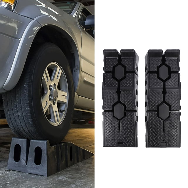 Vehicle Service Ramp, High Load Bearing Versatile 2PCS Portable Auto Service Ramp Car Ramps Rubber for Workshop