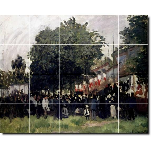 Ceramic Tile Mural-Claude Monet Historical Shower Tile Mural 10. 40" w x 32" h using (20) 8 x 8 ceramic tiles