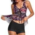 thumbnail image 2 of Tankini Swimsuits for Women Two Piece Floral Print Tank Top With Boyshorts Tummy Control Swimming Bathing Suits, 2 of 6
