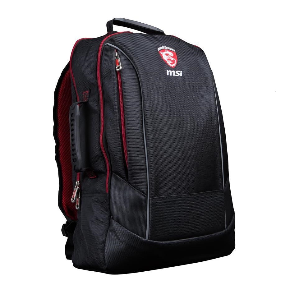 MSI Padded Polyester Backpack with Carrying Handle, Black