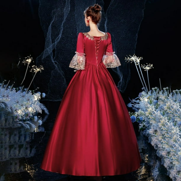 Ctreela Gothic Victorian Dresses for Women Classic Court Costumes Queen Ball Gown Masquerade Dress, Women's, Size: Small, Red