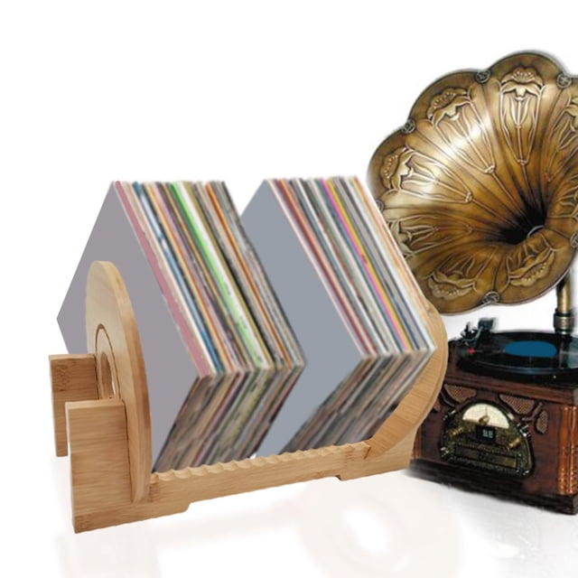 Organizador Portátil de Doble Extremo, Moderno, Ecológico, de Madera, Soporte de Almacenamiento para LP Hugo Organizador de discos de vinilo
