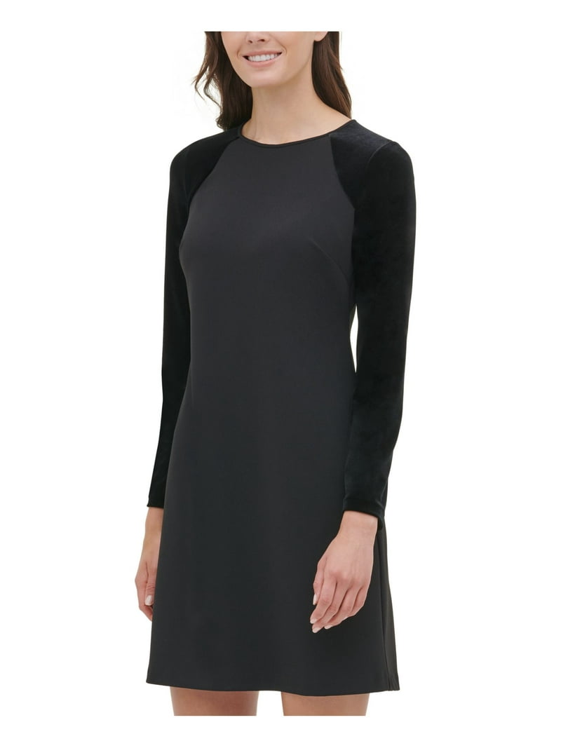 TOMMY HILFIGER Womens Black Zippered Long Sleeve Jewel Neck Above The Knee Sheath  Dress 2 - Walmart.com