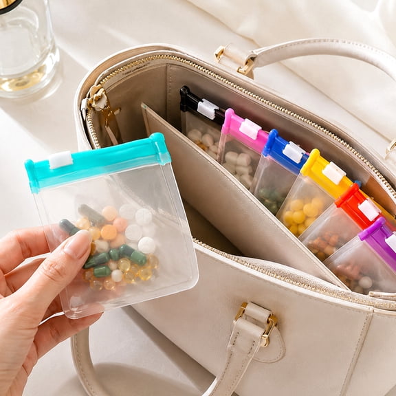 Self-Sealing Zipper Medicine Bags, 2026 New Reusable Pill Pouch Bags Travel Plastic Bags with Slide Lock for Storage, Water-Resistant Pill Pouch Set for Medicine Vitamins Daily Use (28pcs)