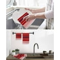 thumbnail image 6 of Red Striped Kitchen Dish Towels for Drying Dishes Set of 3, Modern Minimalist Gradient Lines Country Waffle Weave Microfiber Terry Hand Tea Bathroom Towels Quick Dry & Absorbent Towel 15.7x23.6, 6 of 7