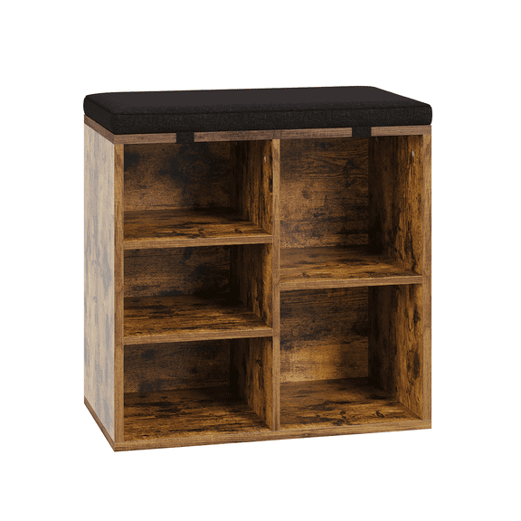 TEQIN Shoe Bench,Storage Bench with Padded Seat,9 Compartment Shoe Organizer with Adjustable Shelves for Living Room, Entryway, Hallway, Bedroom