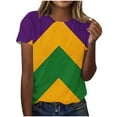 thumbnail image 2 of RKSTN Mardi Gras Shirts for Women Oversized Crewneck Funny Carnival Graphic Short Sleeve Mardi Gras T Shirts Pullover Top Womens Casual Plus Size Round Neck Loose Fits Comfy Holiday Tee Shirts, 2 of 5