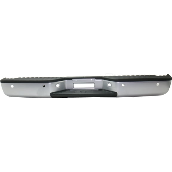 Step Bumper Compatible with NISSAN TITAN 2004-2015 ASSEMBLY Painted Silver Steel All Cab Types with PDC Snsr Holes