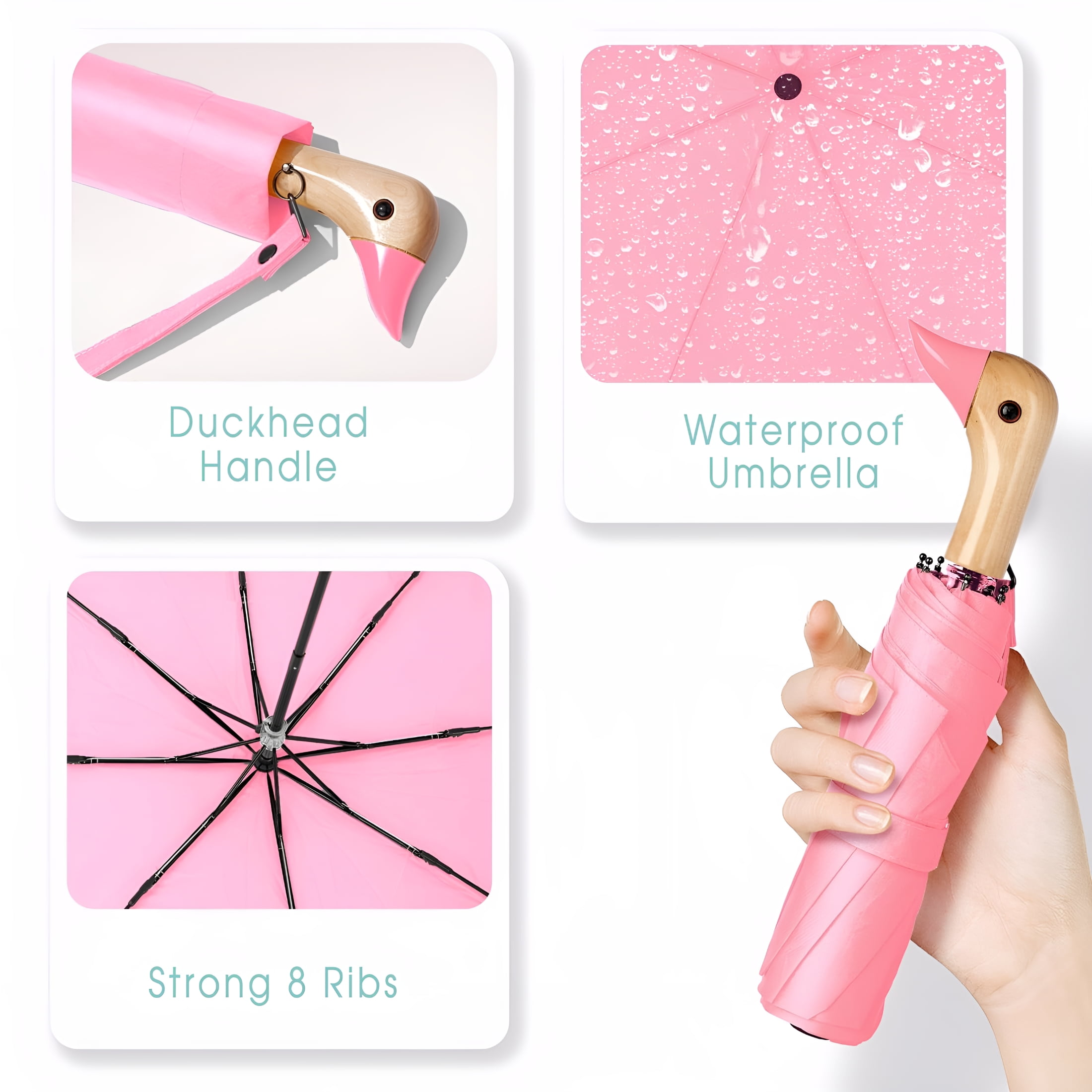 GASTROPOD Cute Duckhead Umbrella - Compact 3-Fold Travel Umbrella for Women