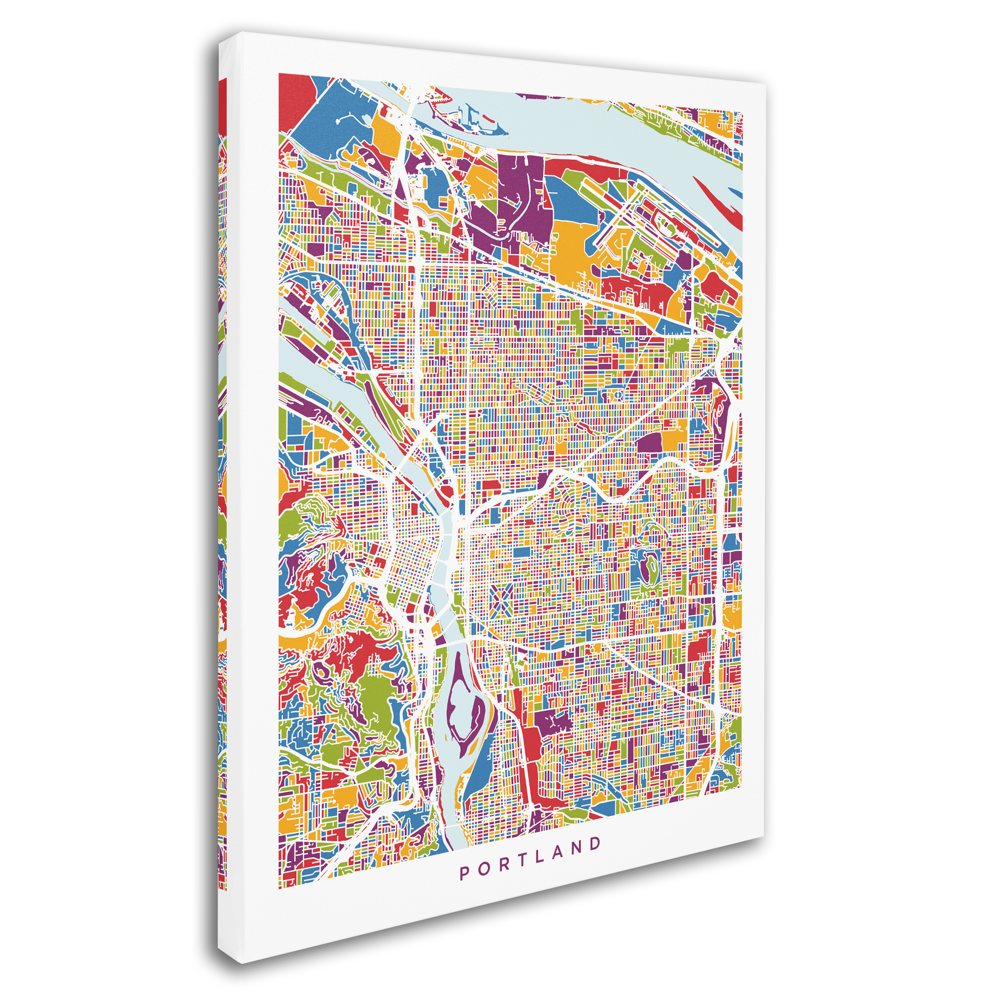 Trademark Fine Art 'Portland Oregon City Street Map' Canvas Art by Michael Tompsett