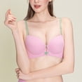 thumbnail image 5 of Lumistal Push Up Bra Contrast Color Thin Strap Bra Front Cup Everyday T Shirt Bra Comfortable No Underwire Wireless Bra Sports Bras for Women S, 5 of 7