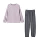 thumbnail image 1 of Traje de mujer para el hogar, otoño e invierno, con forro polar, color contrastante, holgado, cuello redondo, manga larga, 1 of 6