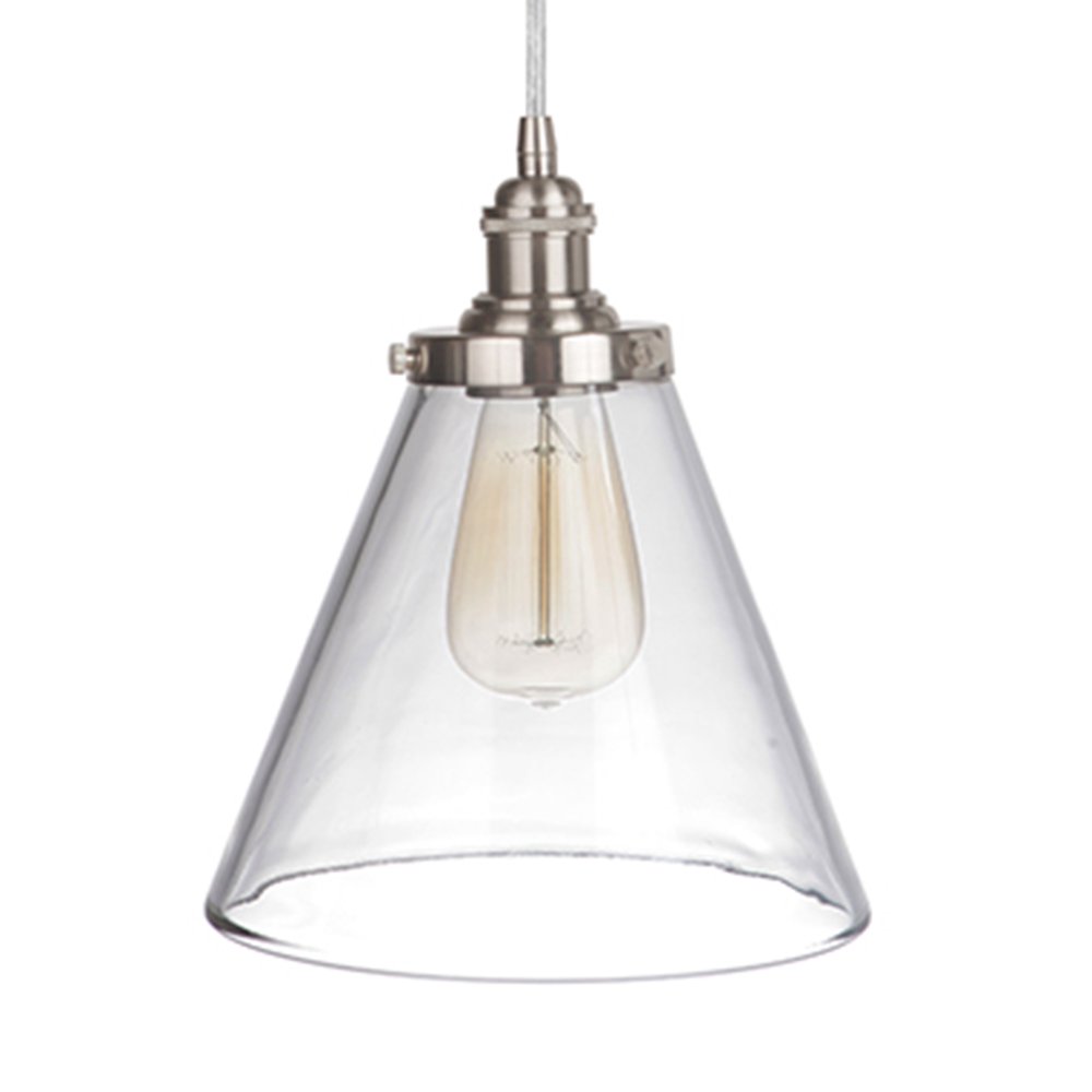 Instant Pendant Recessed Light Conversion Kit Brushed Nickel Clear Pyramid Glass Shade Walmart