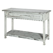 Alaterre Furniture Country Cottage Media/Console Table, Solid Pine Wood Perfect for Living Room, Entryway, Hallway, White Antique Finish