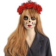 thumbnail image 2 of HOWAF 2pcs Day of The Dead Headband Spider Skull Rose Flower Crown Mexican Headpiece, Halloween Floral Headband Halloween Costume Accessory Rose Flower Headband, 2 of 8