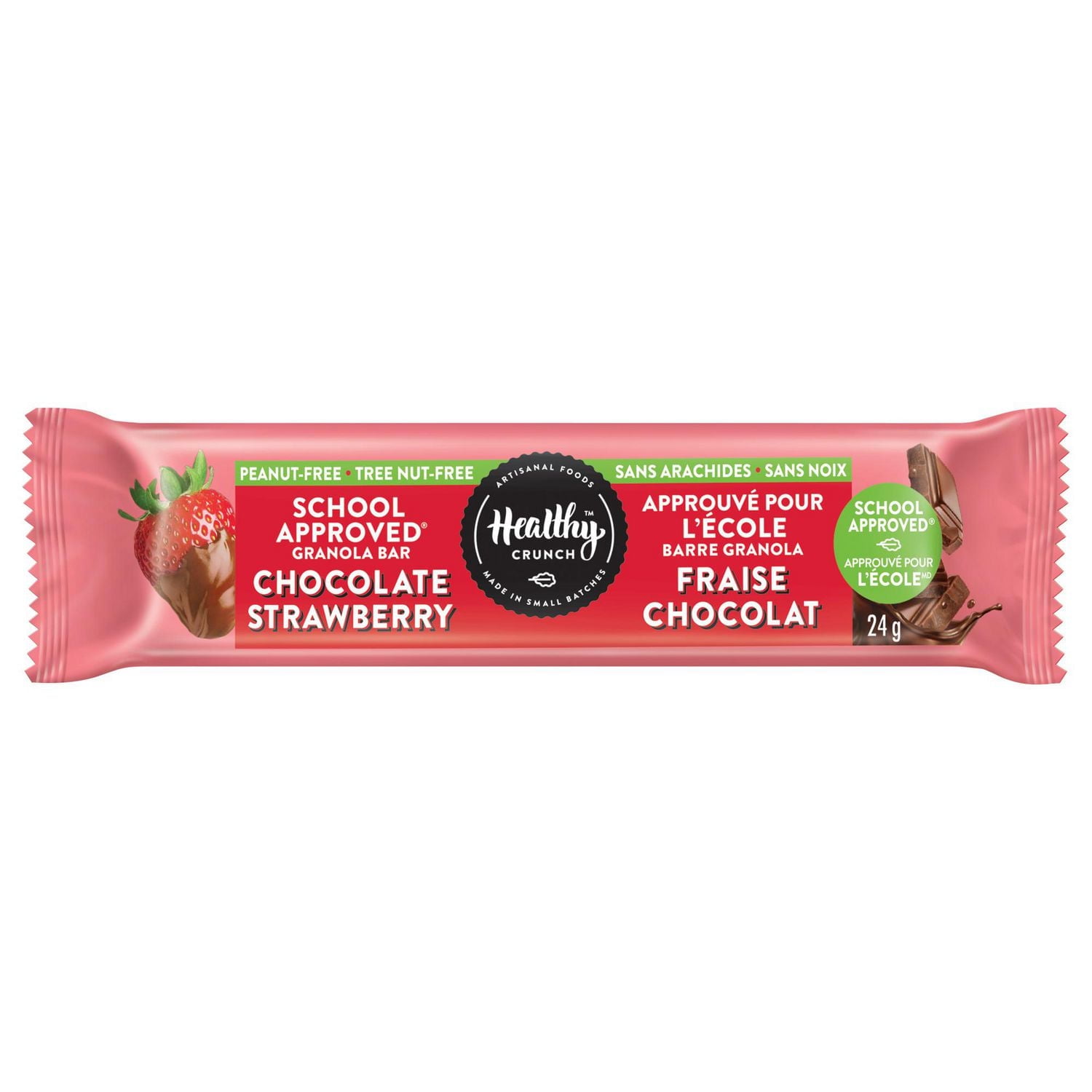 Healthy Crunch Chocolate Strawberry School Approved® Granola Bars (Allergen-free, Gluten-free, Dairy-free, Nut-free, Peanut-free, Vegan, Lower in Sugar), Chocolate Strawberry Granola Bars (120 g)